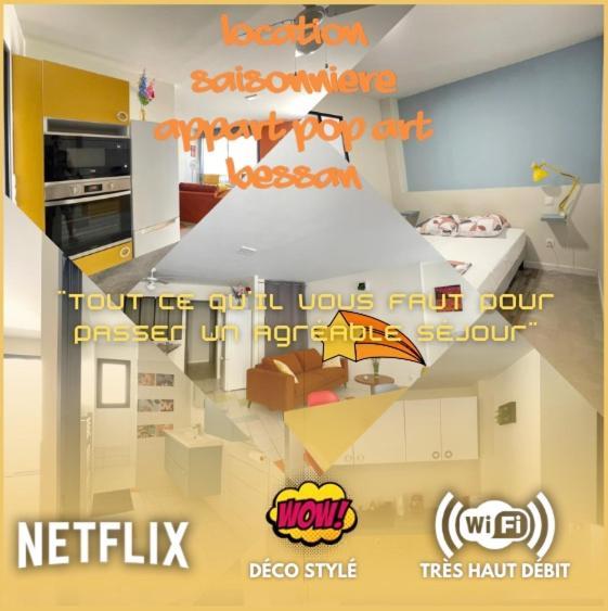 Appart Pop-Art Proche Autoroute, Plages Et Attractions, Wifi - Tv, Deco Stylee, Calme Bessan Экстерьер фото